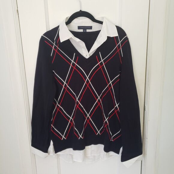 Tommy Hilfiger Women's Sz M
100% Cotton
Faux Layered Sweater/Button up combo - Picture 1 of 5